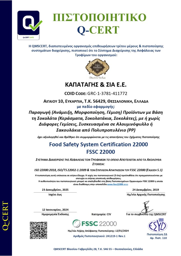 CERTIFICATE GR KAPATAGIS FSSC 22000 Rev1 page 0001